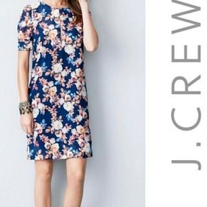 J.crew dress floral midi dress key hole 100% silk